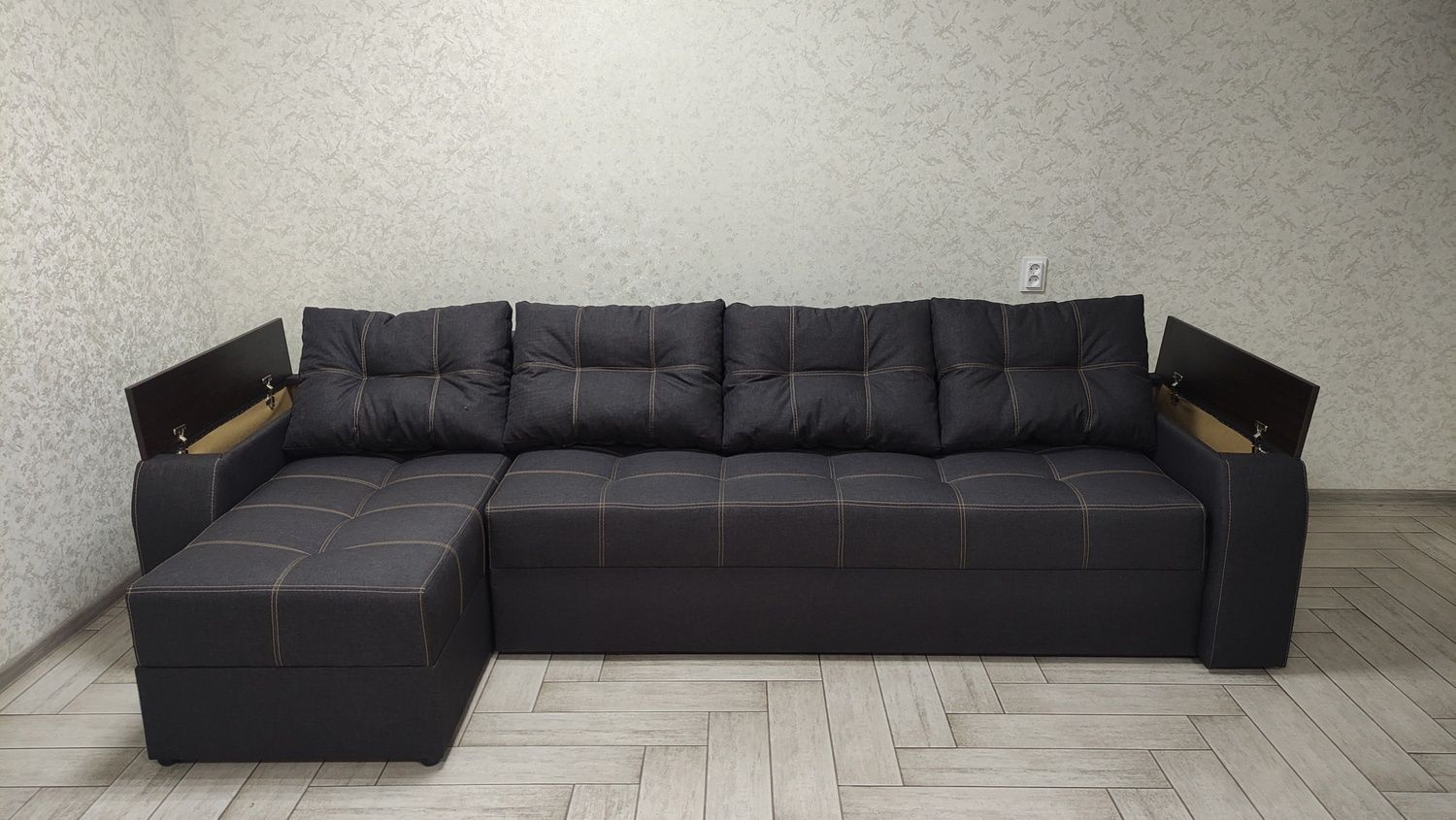 Диван Спарроу Плюс 310х145см (Кутовий, Рогожка, Антрацит) GLKDSPRWPLUS-6antracyt фото