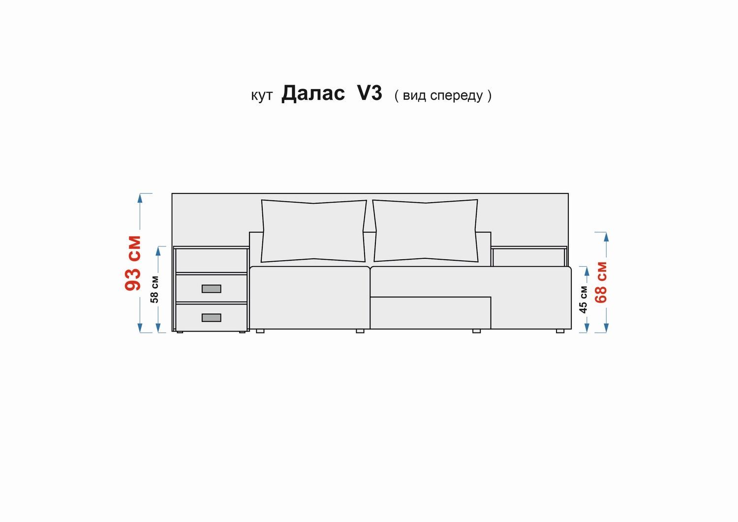 Диван трансформер Даллас PRIME V3 275х112см (ППУ 25, ЛДСП) DNKTDLLSV3-3 фото